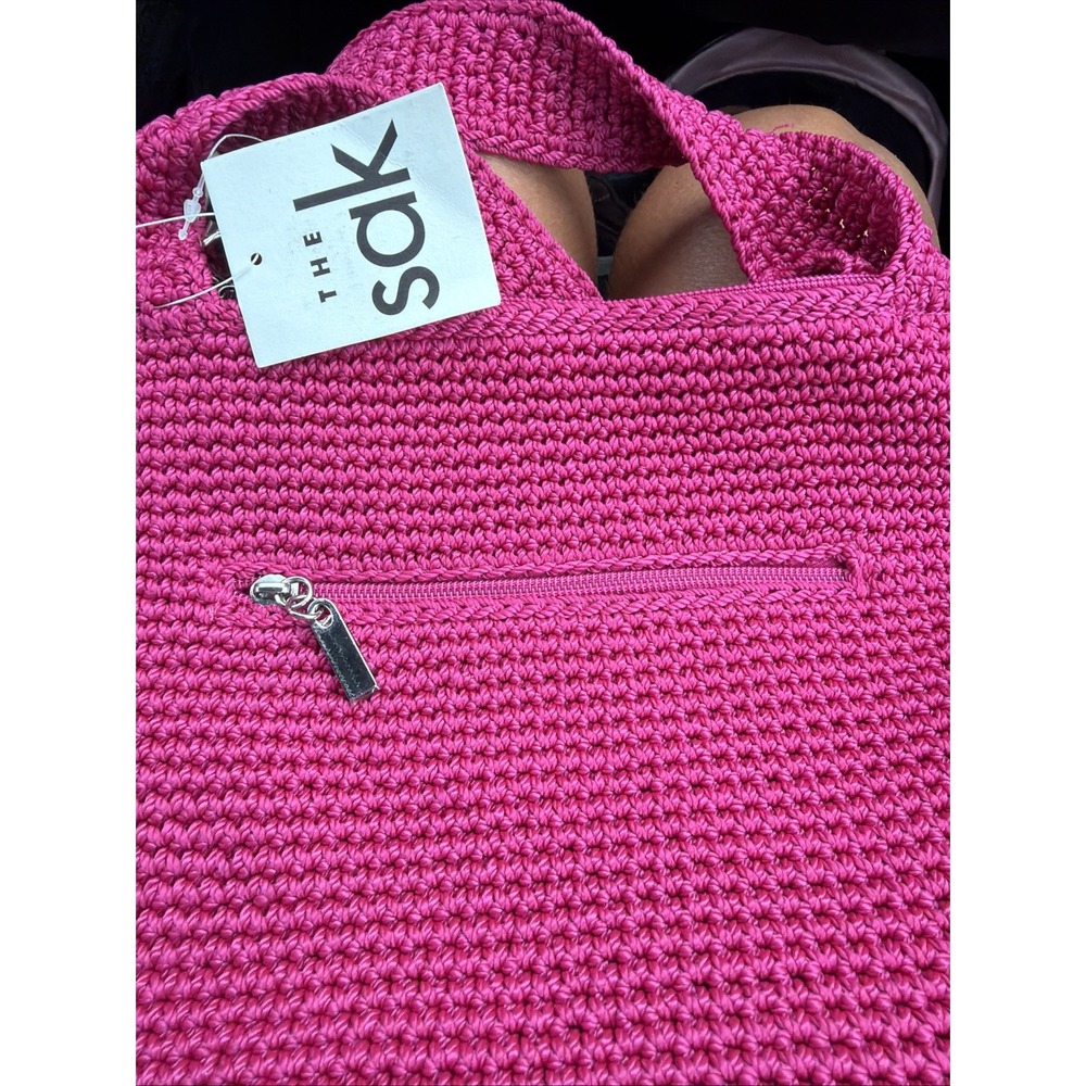 Shoulder Bag Womens The Sak Pink Pinkberry Crochet Craze 108941 Zip Boho Charm - Picture 9 of 9